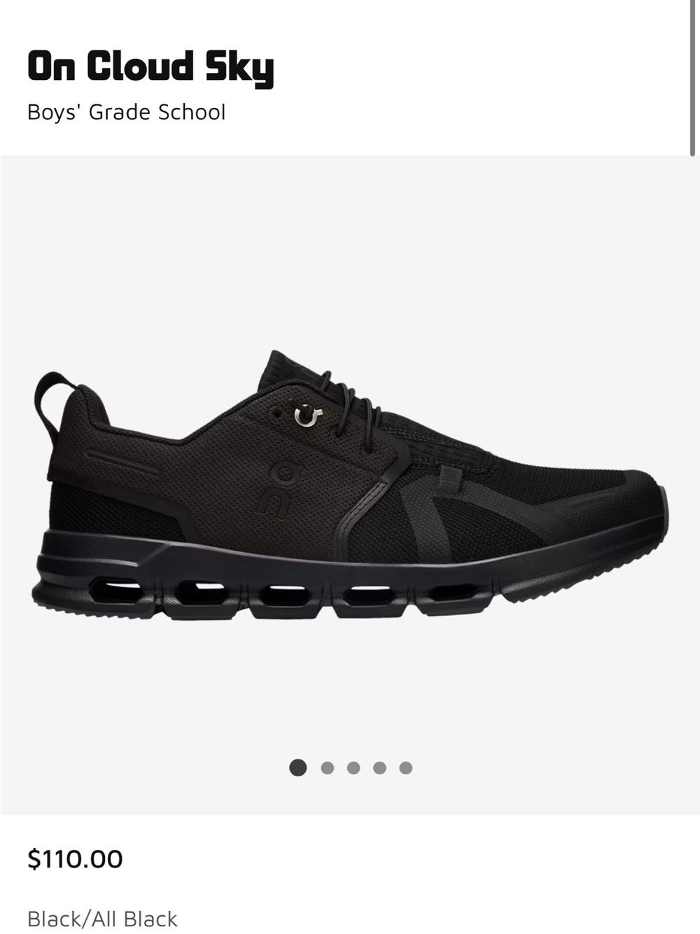 On Cloud Sky Kids' Sneaker - Black